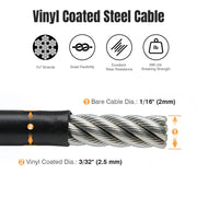 TheLAShop T316 Stainless Steel Cable 7x7 (4x)60ft (Vinyl Coating 2.5mm) Image