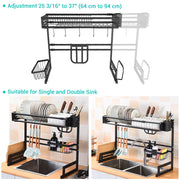 TheLAShop Large Over The Sink Dish Drying Rack 2-Tier (23.6"-35.4") Image