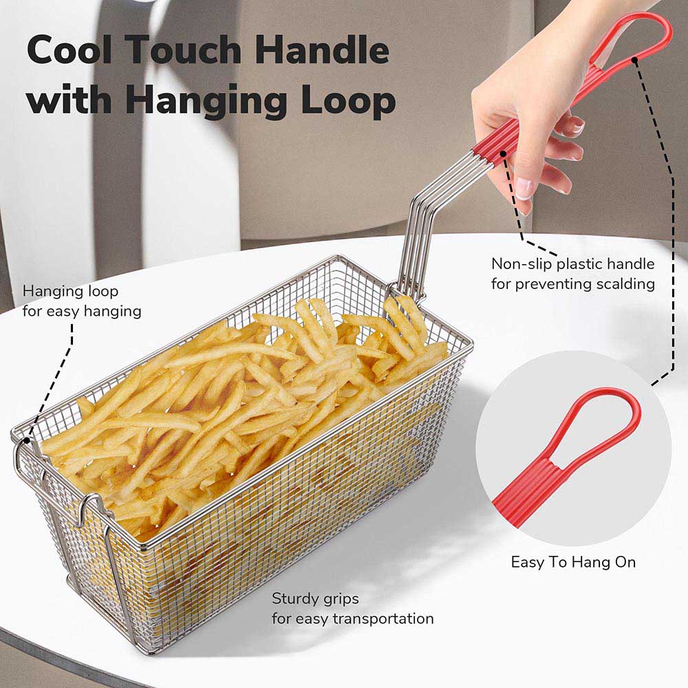TheLAShop Large Commercial Deep Fryer Baskets Replacement 13x6x6
