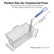TheLAShop Large Commercial Deep Fryer Baskets Replacement 13x6x6" 2ct/Pack