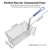 TheLAShop Large Commercial Deep Fryer Baskets Replacement 13x6x6" 2ct/Pack, Blue Image