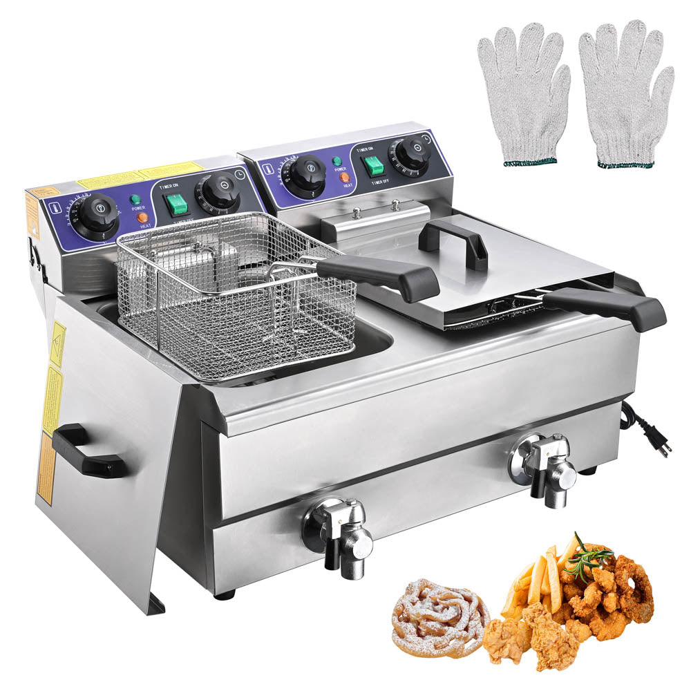 Deep Fryer with 3 Baskets and Lid, Deep Fat Fryers with Timer and