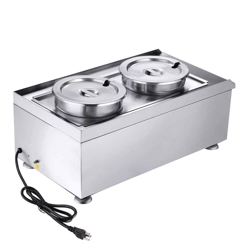 TheLAShop 14 Qt. Food Warmer for Soup Buffet Dual Pots with Drain –