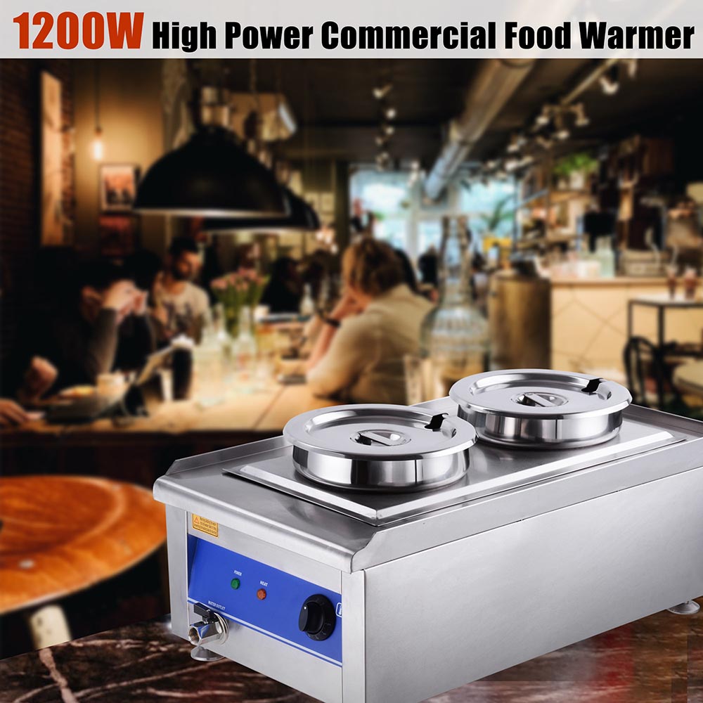 1200w Commercial Food Warmer With Dual 7l Pots Countertop Steam Soup  Kitchen for sale online