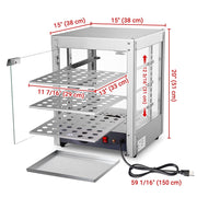 TheLAShop 3 Tier Food Warmer Comml. Countertop Pizza Cabinet 15x15x20