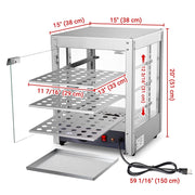 TheLAShop 3 Tier Food Warmer Comml. Countertop Pizza Cabinet 15x15x20 Image