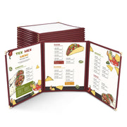 TheLAShop 8-1/2"x11" PVC Vinyl Cafe Menu Cover Folder Red, Tri-fold 6-View 30ct/pk Image