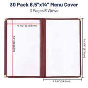 TheLAShop 8-1/2"x14" Clear Restaurant Menu Cover Folder 6 View 30ct/pk