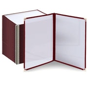 TheLAShop 8-1/2"x14" Clear Restaurant Menu Cover Folder Red, Book Style 4-View 30ct/pk Image