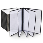TheLAShop 8-1/2"x14" PVC Vinyl Cafe Menu Cover Folder Black, Book Style 10-View 20ct/pk Image
