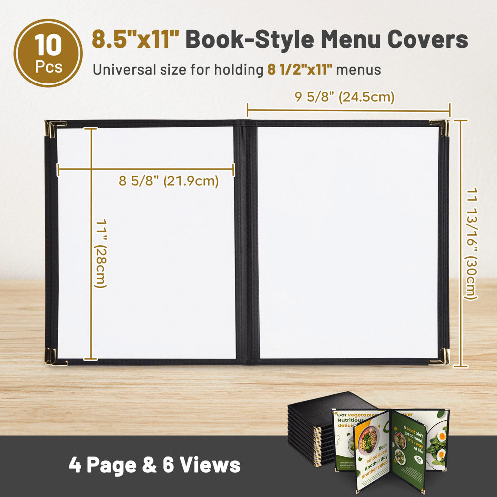 TheLAShop 10ct/pk PU Leather Menu Cover + PVC Holders 6-View 8-1/2x11
