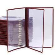 TheLAShop 8-1/2"x14" Clear Restaurant Menu Cover Folder Red 30ct/pk, Book Style 6-View Image