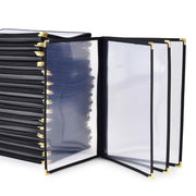 TheLAShop 8-1/2"x14" PVC Vinyl Cafe Menu Cover Folder Black, Book Style 8-View 30ct/pk Image