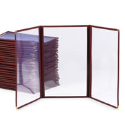 TheLAShop 8-1/2"x14" Clear Restaurant Menu Cover Folder Red 30ct/pk, Tri-fold 6-View Image
