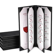 TheLAShop Custom PU Leather Menu Cover Wine List Drinks Menu 4-1/4"x11", 4-View(5ct.) Image