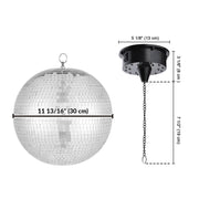 TheLAShop Rotating Disco Ball & RGB Spotlight Set for Nightclub, Retro Disco, 12in with Motor Silver Image