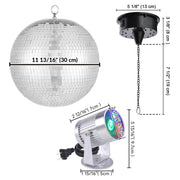 TheLAShop Rotating Disco Ball and Spotlight Set RGB (12", 16" Options), 12in Image