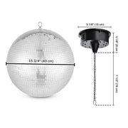 TheLAShop Rotating Disco Ball & RGB Spotlight Set for Nightclub, Retro Disco, 16in with Motor Silver Image