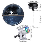 TheLAShop Rotating Disco Ball & RGB Spotlight Set for Nightclub, Retro Disco, 16in Blue Image