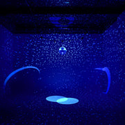 TheLAShop 16" Rotating Mirror Disco Ball with 8 RGB Spotlights, for Nightclub, Ballroom, & Events Image