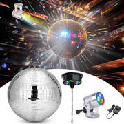 TheLAShop 16 inch Rotating Disco Ball and Spotlight Set RGB Image