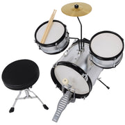 TheLAShop 3 Piece Kid's Drum Set with Cymbal Drum Throne, Silver Image