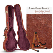 TheLAShop LP Les Paul Style Electric Guitar Hardshell Case w/ Lock, Sunburst with Backpack Straps & Stand Image