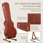 TheLAShop Backpack Electric Guitar Case with Stand for LP-Style Guitars Image