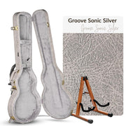 TheLAShop LP Les Paul Style Electric Guitar Hardshell Case w/ Lock, Sonic Silver with Backpack Straps & Stand Image