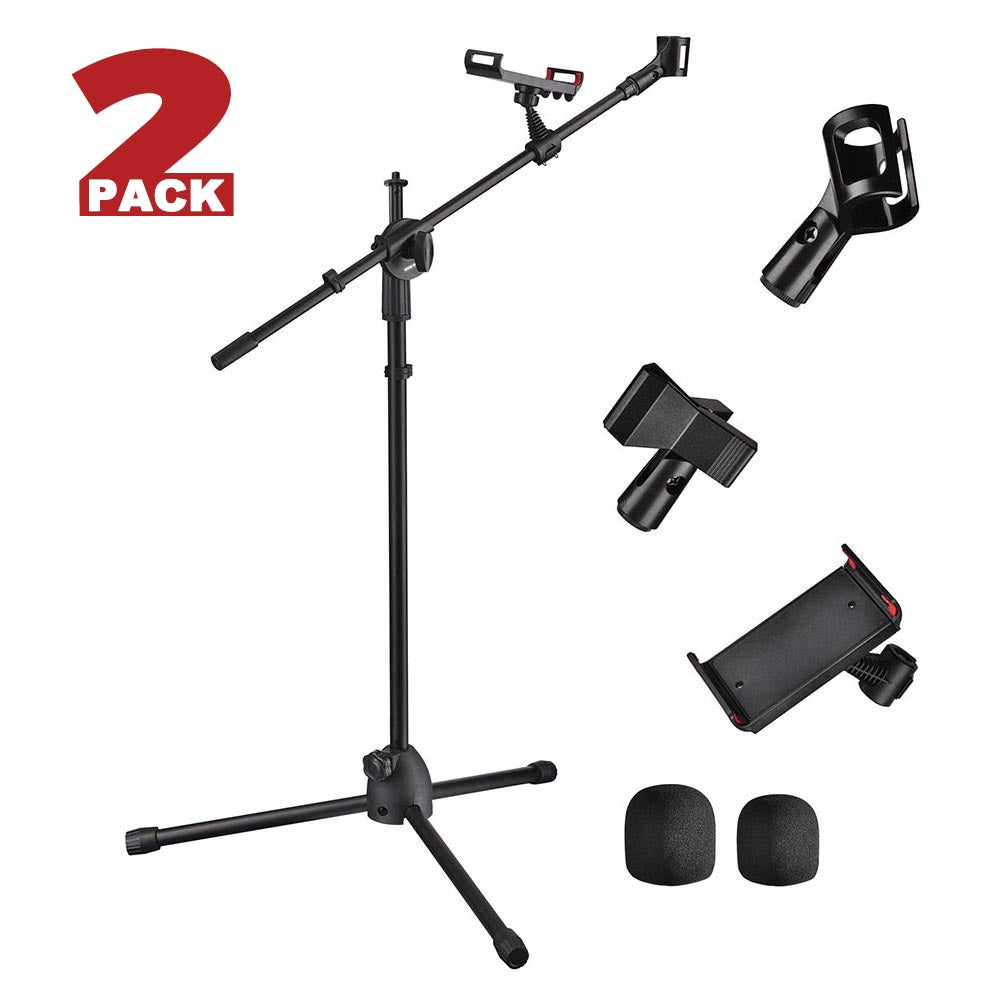 TheLAShop Mic Stand Boom Arm Dual Mic Mounts & Phone Holder