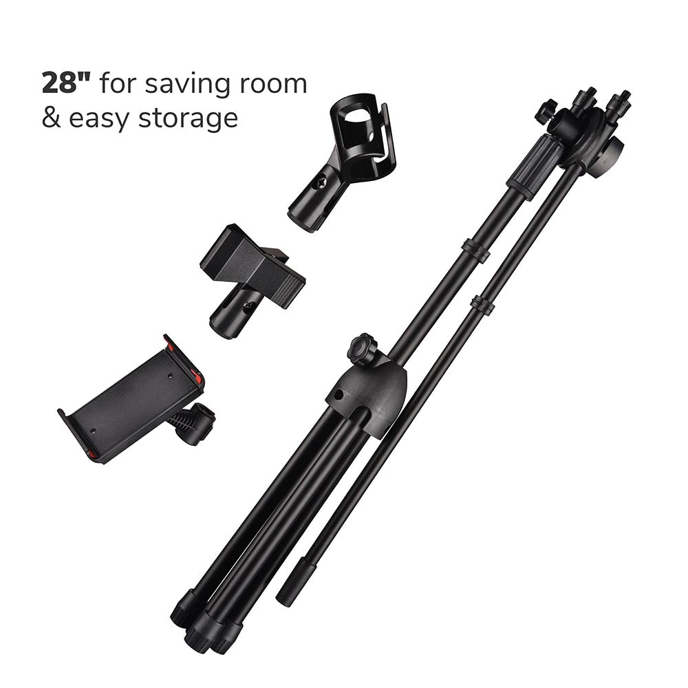 TheLAShop Mic Stand Boom Arm Dual Mic Mounts & Phone Holder