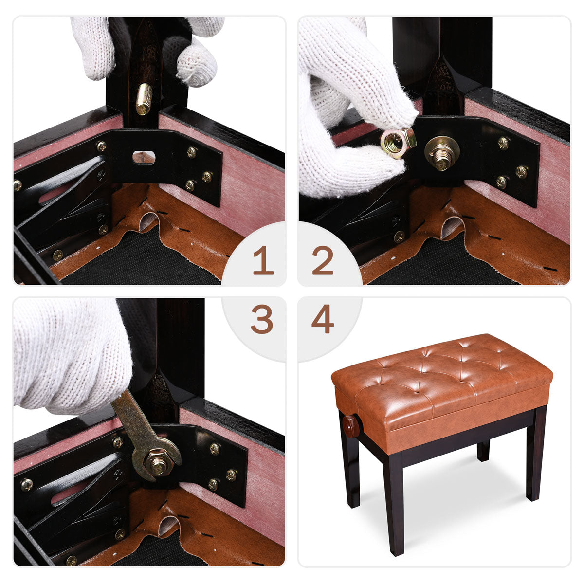 TheLAShop Adjustable Piano Bench with Storage