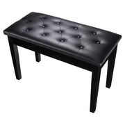 TheLAShop Leather Duet Piano Bench w/ Storage Wood Color Opt, Black Image