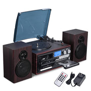 TheLAShop Stereo System Turntable Record Player w/ Speakers Bluetooth CD Image