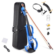 TheLAShop Full Size Electric Violin with Bow Headphone Case & Rosin, Blue Image