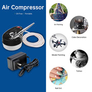 TheLAShop Mini Air Compressor Single/Dual Action Makeup Airbrush Kit Black