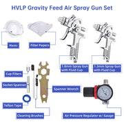 TheLAShop 2 Sprayer HVLP Spray Kit Auto Paint Gavity Feed Silver Image