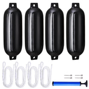 TheLAShop Boat Bumpers 8x27 Boat Fender Twin Eye, 4-Pack, Black Image