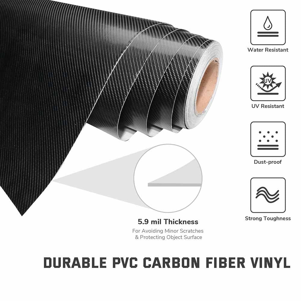 TheLAShop Carbon Fiber Wrap 100ft x 5ft 3D Car Vinyl Sticker Roll Blac –