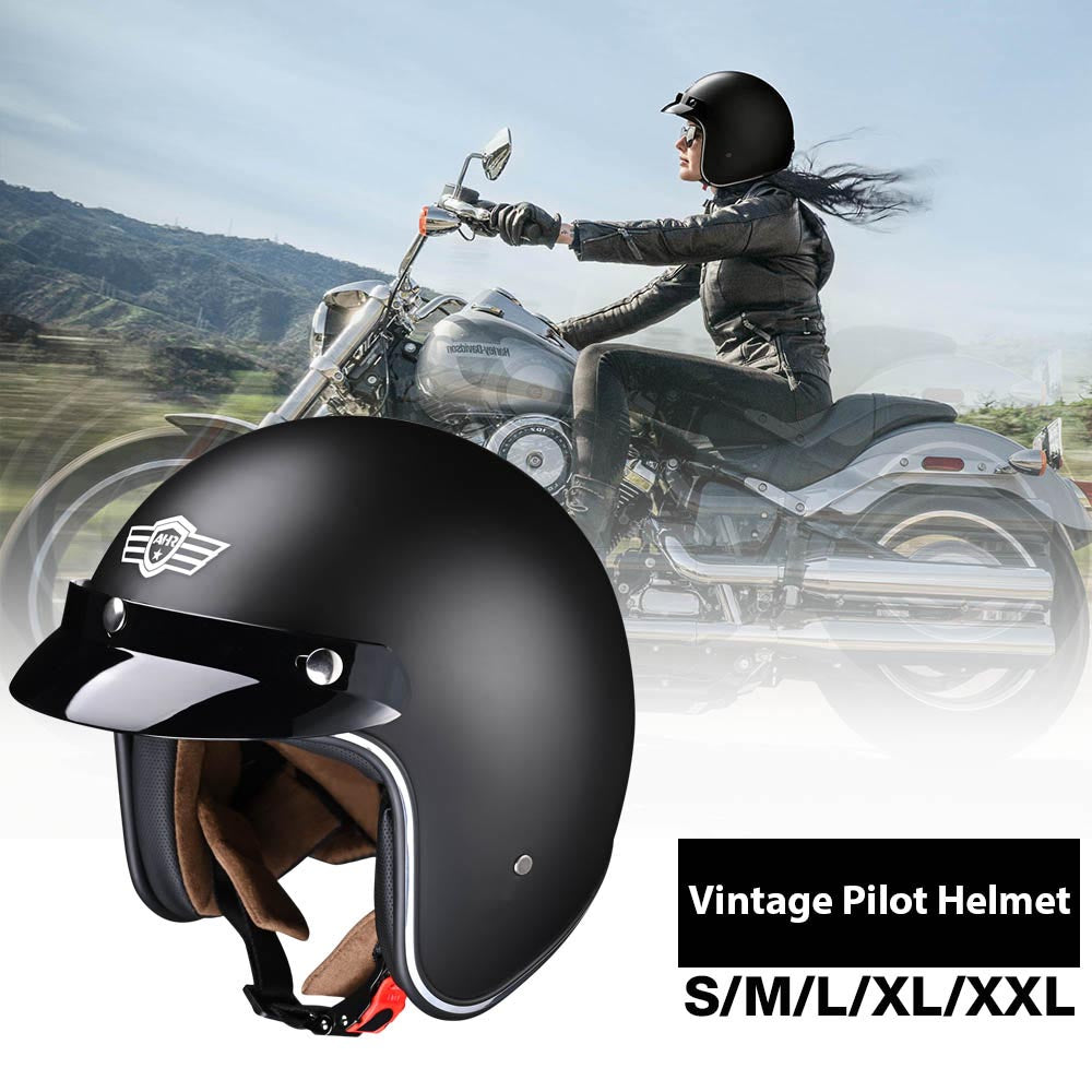 TheLAShop Open Face Helmet with Visor 3/4 DOT Matte Black TheLAShop Open Face Helmet with Visor 3/4 DOT Matte Black