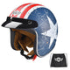 TheLAShop DOT Open Face Helmet with Visor American Flag Image