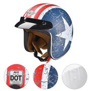 TheLAShop DOT Open Face Helmet with Visor American Flag Image