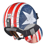 TheLAShop DOT Open Face Helmet with Visor American Flag, M(57-58cm) Image