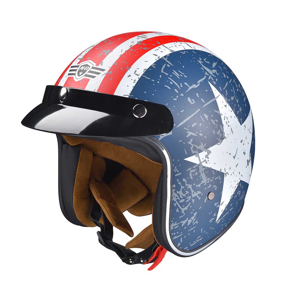 TheLAShop DOT Open Face Helmet with Visor American Flag