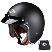 TheLAShop Open Face Helmet with Visor 3/4 DOT Matte Black, S(55-56cm) Image