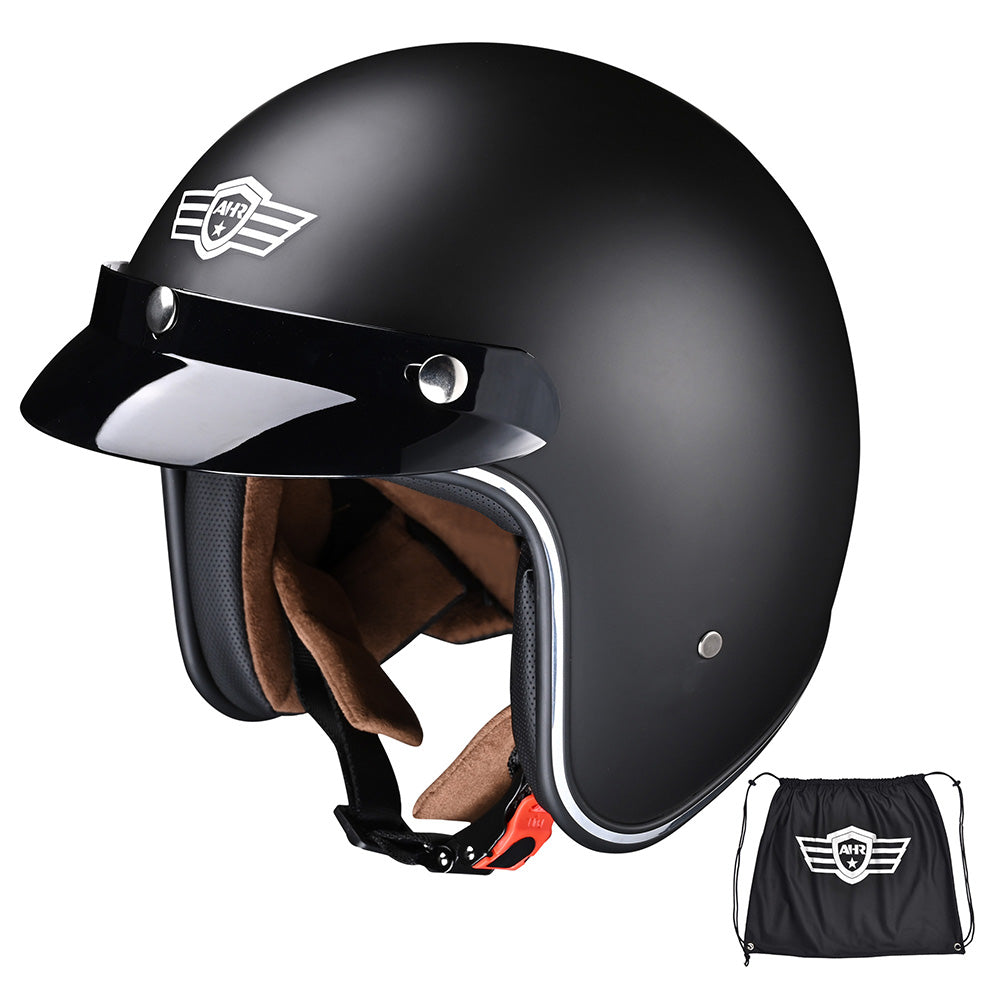 TheLAShop Open Face Helmet with Visor 3/4 DOT Matte Black TheLAShop Open Face Helmet with Visor 3/4 DOT Matte Black