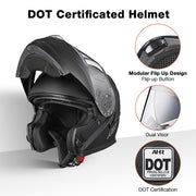 TheLAShop Modular Helmet RUN-M3 Flip Up DOT Matte Black Image