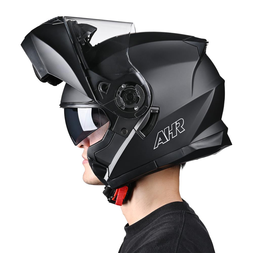 ahr motorcycle helmet modular flip up full face TheLAShop Modular Helmet RUN-M3 Flip Up DOT Matte Black