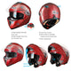 TheLAShop Helmet RUN-M Modular Helmet DOT Full Face Flip up Red