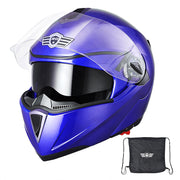 TheLAShop Helmet RUN-M Modular Helmet DOT Full Face Flip up Blue, L(59-60cm) Image